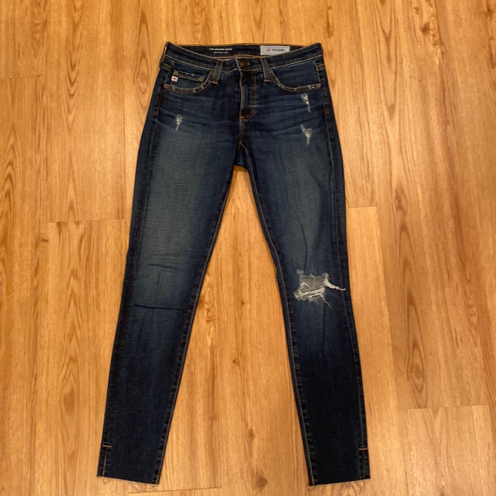 AG The Legging Ankle super skinny ankle jeans with distressing